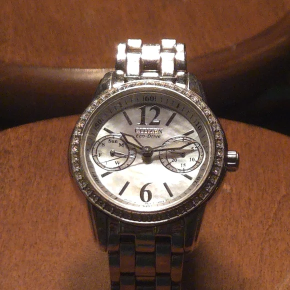 Citizen Eco-Drive Stainless Steel Watch with Crystal Accents - Picture 4 of 14
